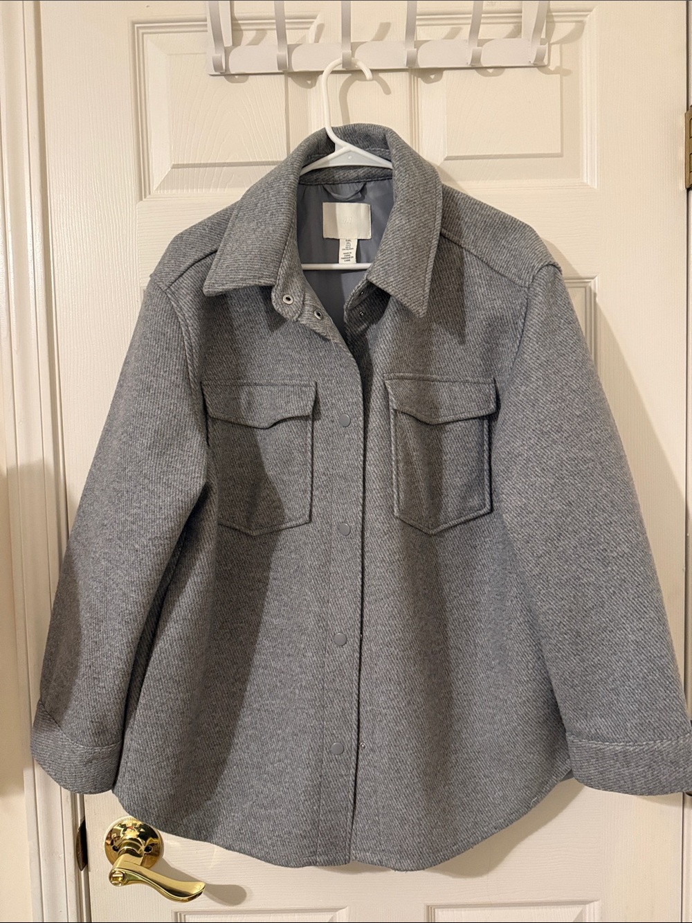 H&M Grey Wool-Blend Shacket Jacket